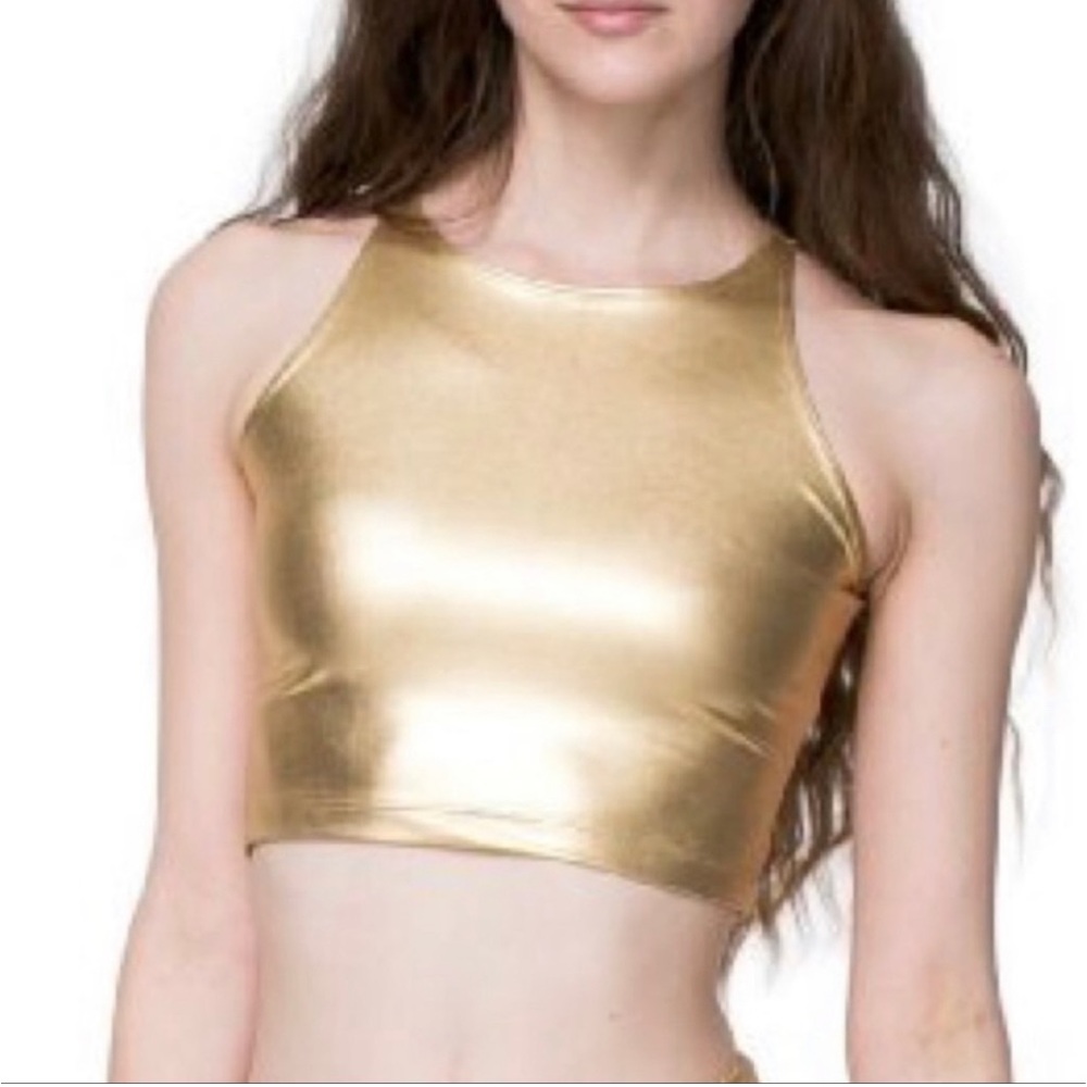 American Apparel gold Lamé cropped top